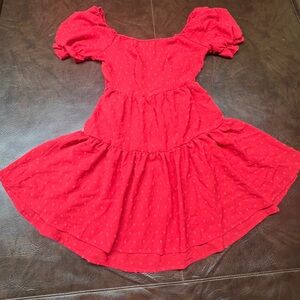 SHEIN Red Puff Sleeve Off-Shoulder Sundress